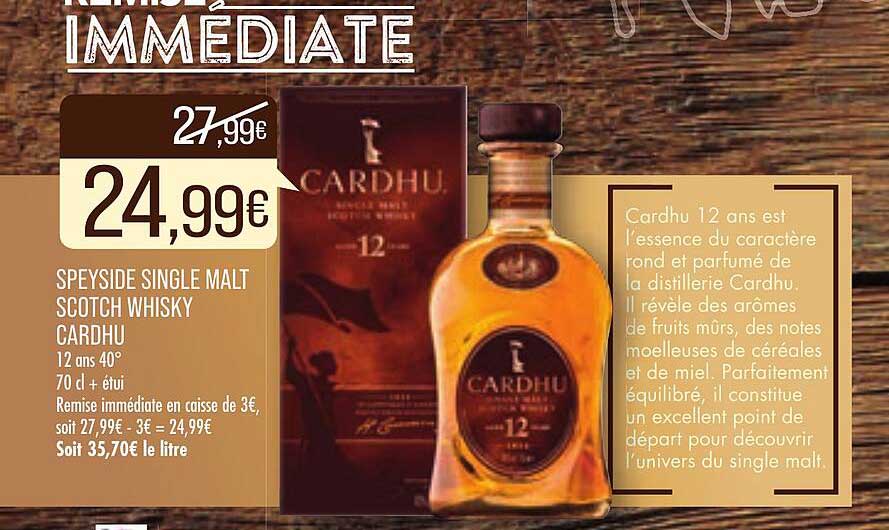speyside single malt scotch whisky cardhu 12 ans 40°