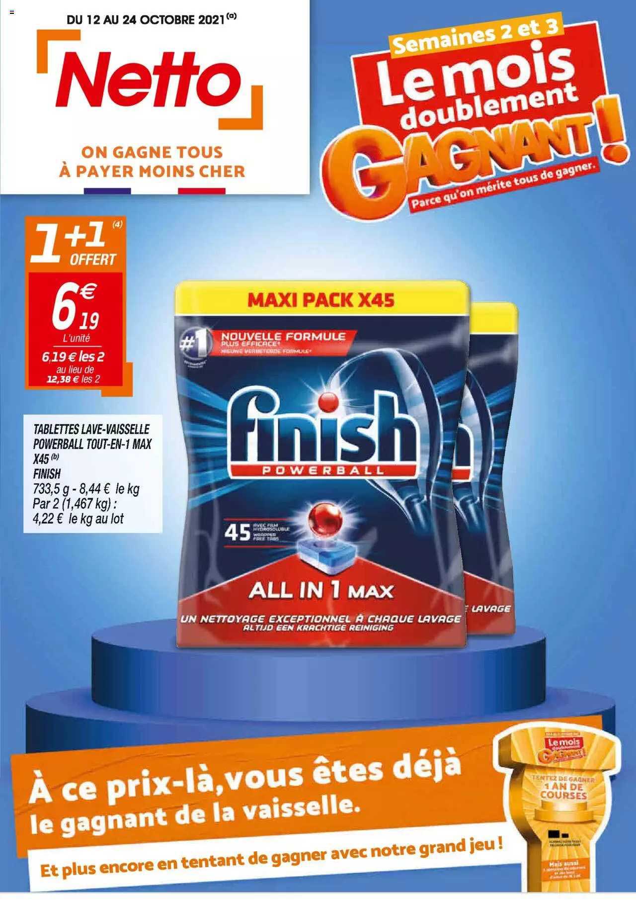 tablettes lave-vaisselle powerball tout-en-1 max x45 finish