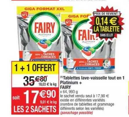 tablettes lave-vaisselle tout en 1 platinium+ fairy