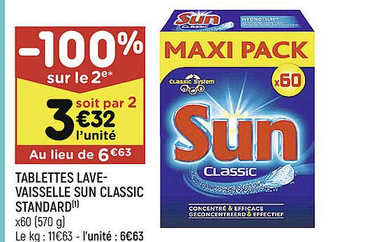 Tablettese Lave-vaisselle Sun Classic Standard