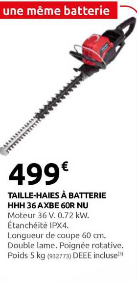 taille-haies à batterie hhh 36 axbe 60r nu
