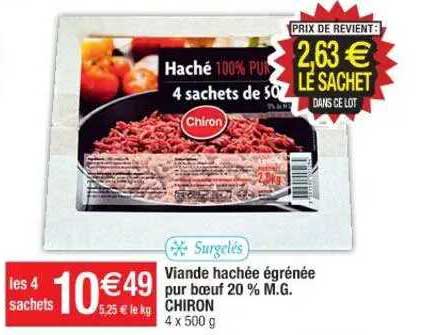 viande hachée égrenée pur bœuf 20% m.g. chiron
