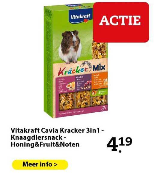 vitakraft cavia kracker 3 in 1 - knaagdiersnack - honing & fruit & noten