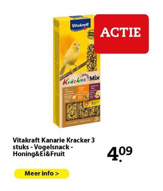 vitakraft kanarie kracker 3 stuks - vogelsnack - honing & ein & fruit