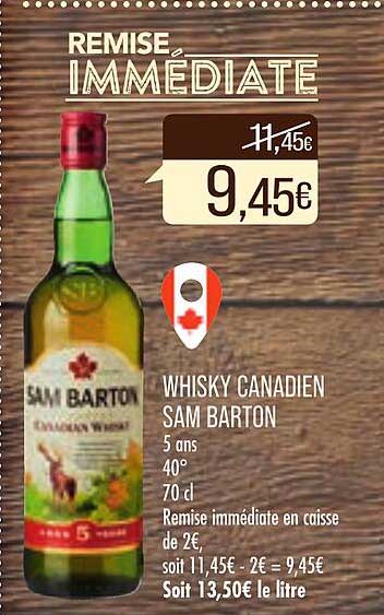 whisky canadien sam barton 5 ans 40°