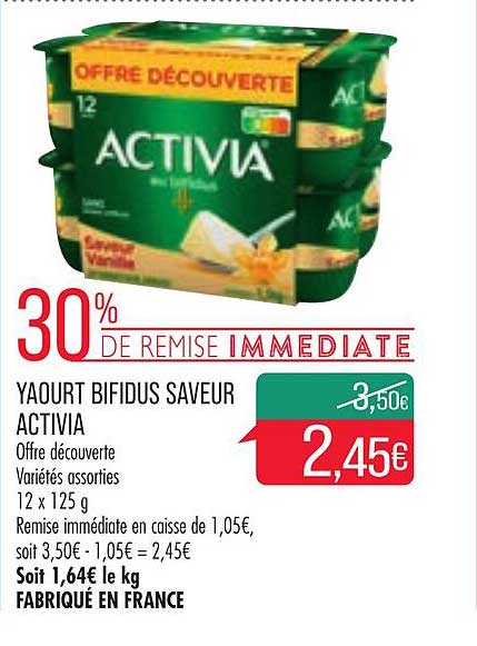 Yaourt Bifidus Saveur Activia 30% De Remise Immédiate