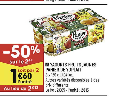 Yaourts Fruits Jaunes Panier De Yoplait
