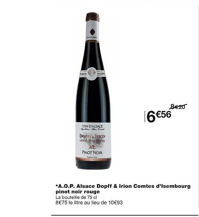 a.o.p. alsace dopff & irion comtes d'isembourg pinot noir rouge