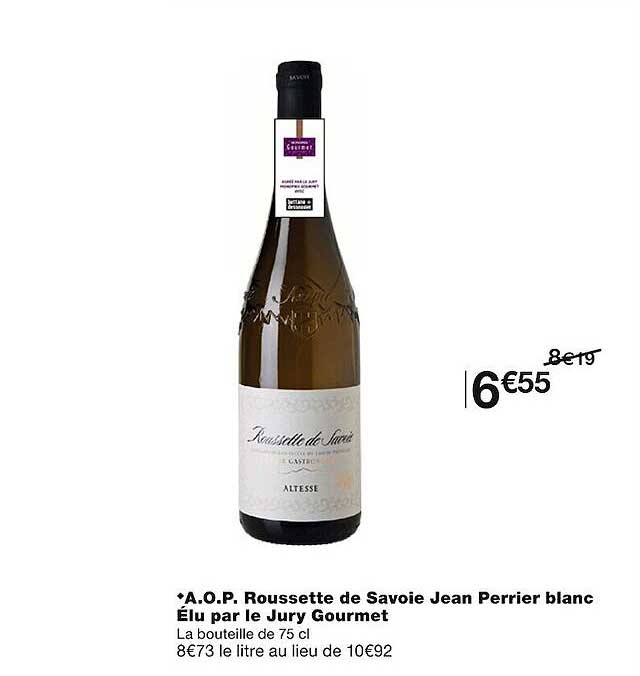 a.o.p. roussette de savoie jean perrier blanc élu par le jury gourmet