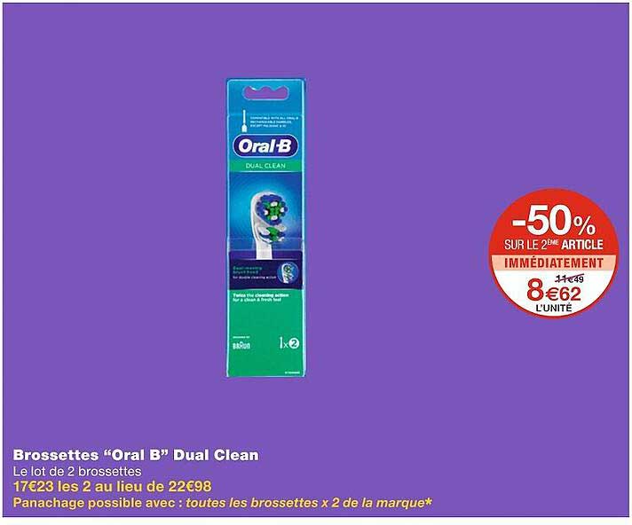 brossettes "oral b" dual clean