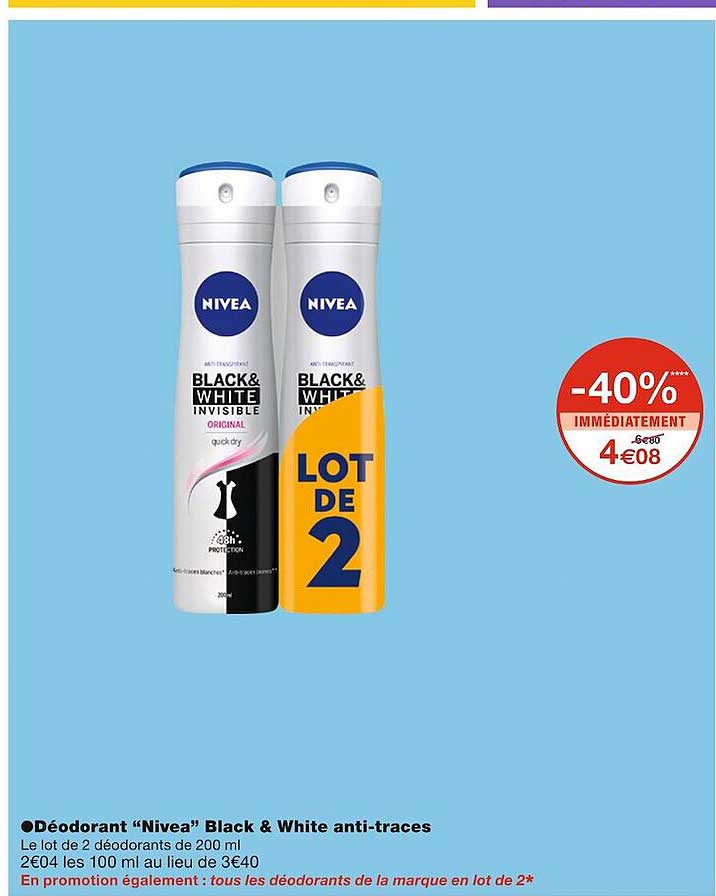 déodorant "nivea" black & white anti-traces