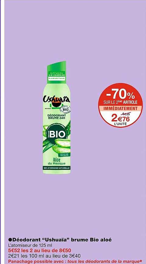 déodorant "ushuaïa" brume bio aloé