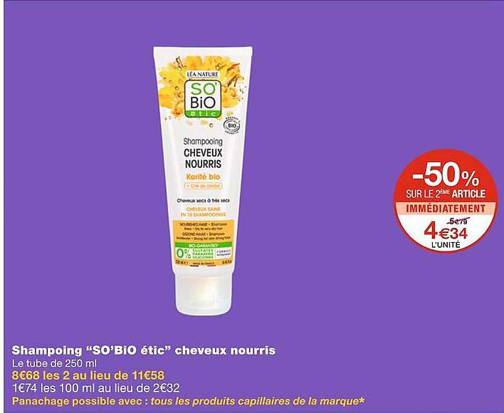 shampoing "so'bio étic" cheveux nourris