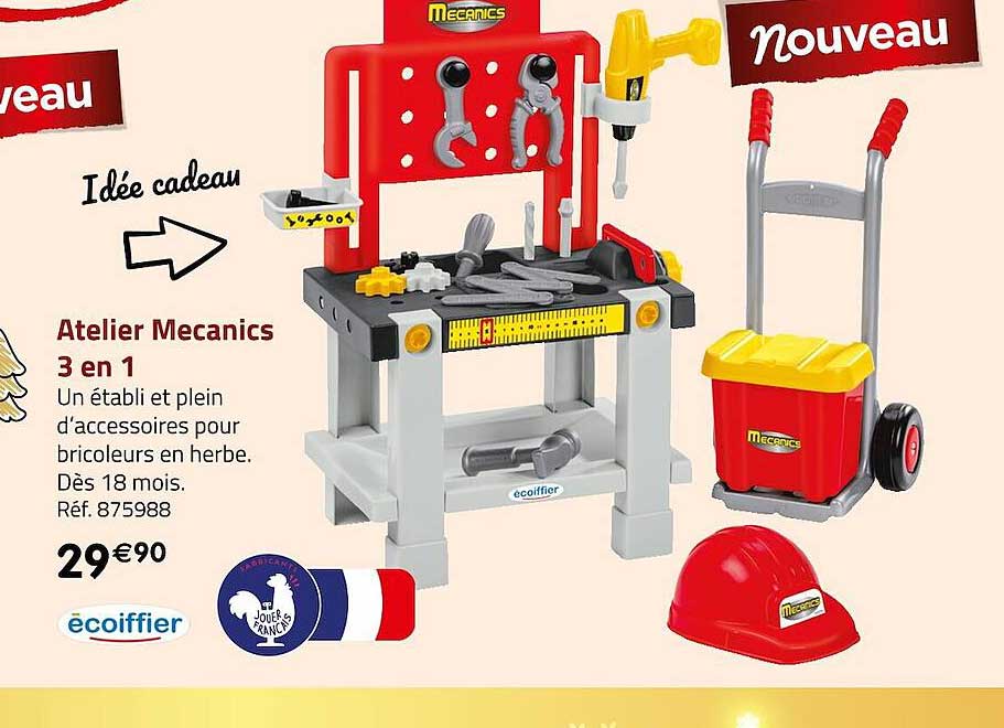 atelier mecanics 3 en 1 écoiffier
