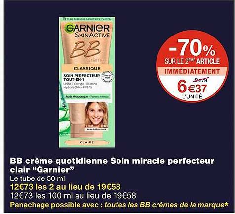 bb crème quotidienne soin miracle perfecteur clair "garnier"