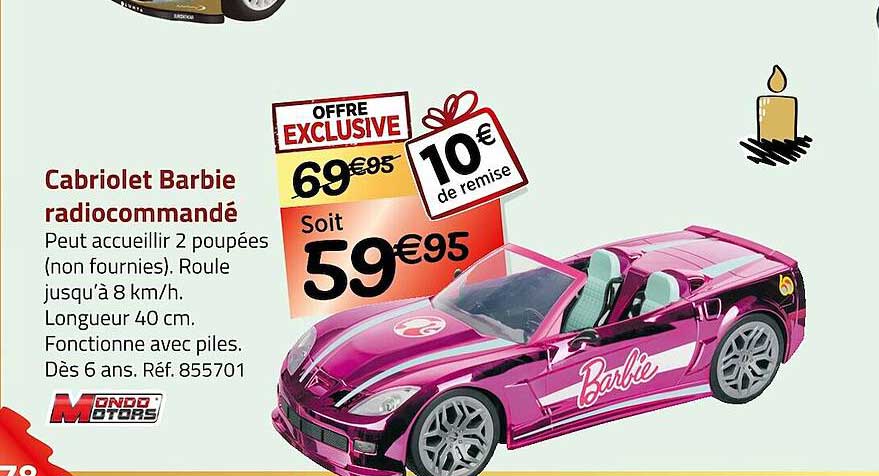 cabriolet barbie radiocommandée mondo motors