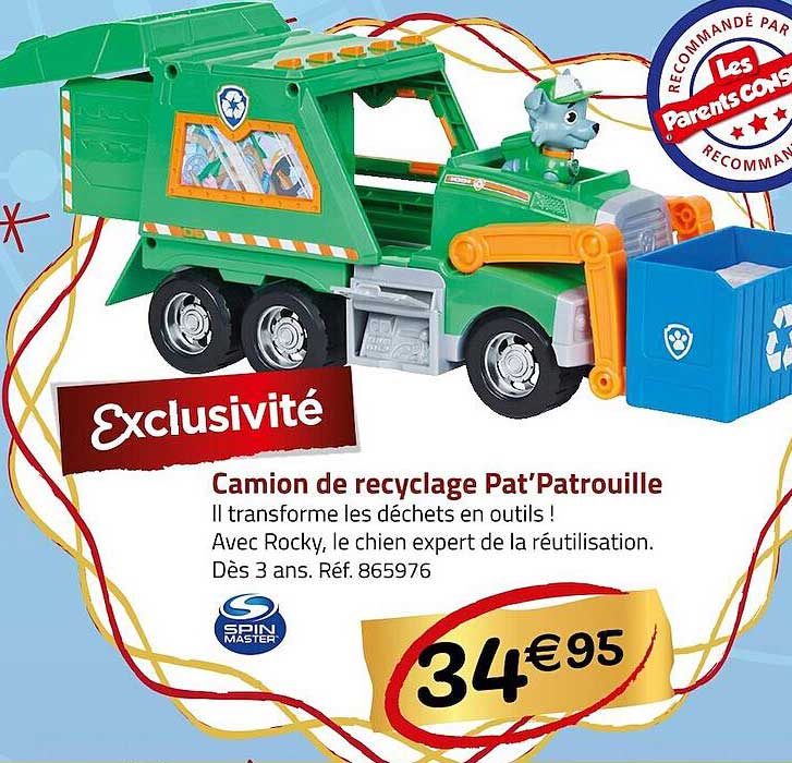 camion de recyclage pat'patrouille spin master