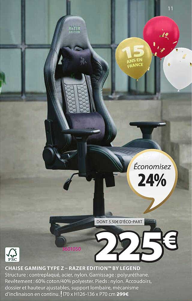 chaise gaming type 2 - razer edition by legend