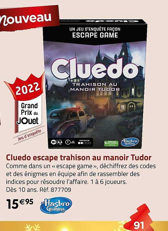 cluedo escape trahison au manoir tudor hasbro gaming