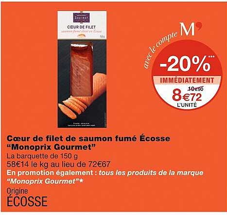 Coeur De Filet De Saumon Fumé écosse "monoprix Gourmet"