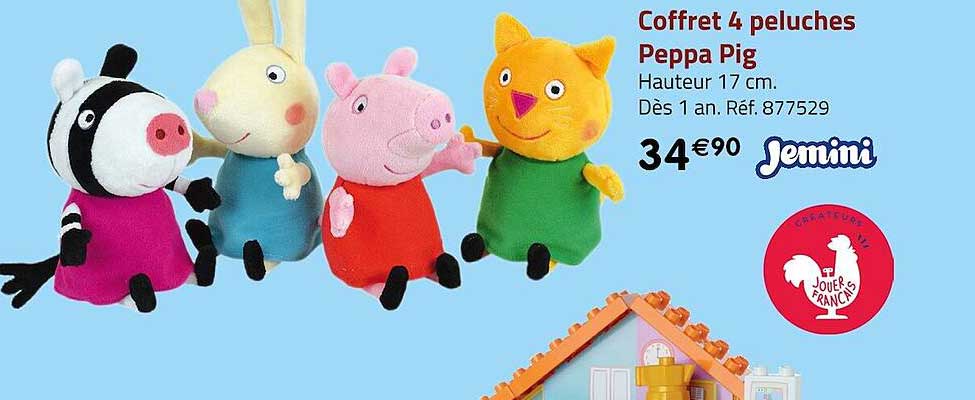 coffret 4 peluches peppa pig jemini