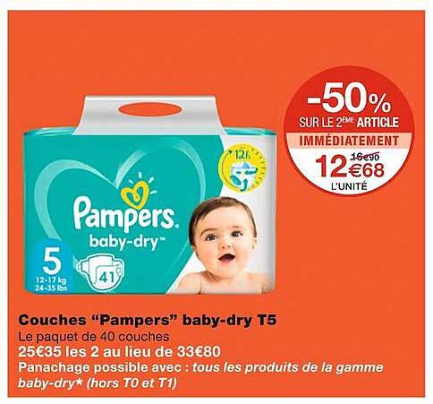 couches "pampers" baby-dry t5