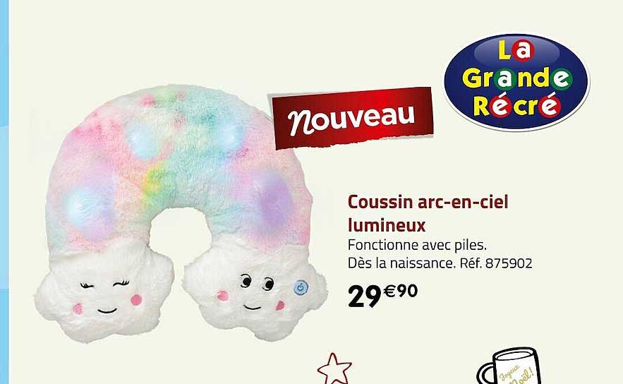 coussin arc-en-ciel lumineux