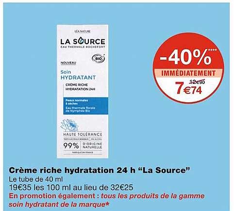 crème riche hydratation 24h "la source"