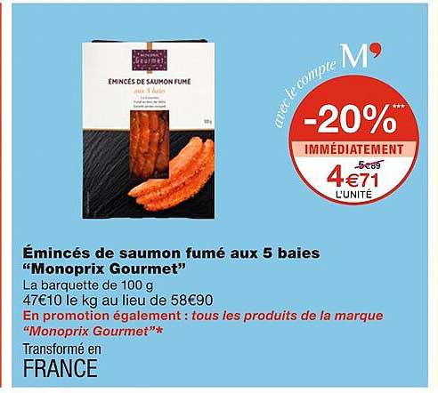 émincés De Saumon Fumé Aux 5 Baies "monoprix Gourmet"