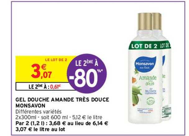 gel douche amande très douce monsavon