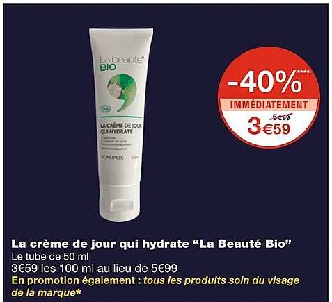 la crème de jour qui hydrate "la beauté bio"