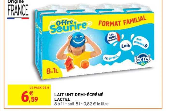 lait uht demi-écrémé lactel