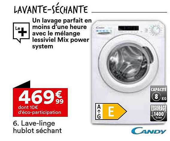lave-linge hublot séchant candy