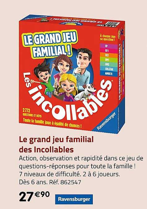 Le Grand Jeu Familial Des Incollables Ravensburger