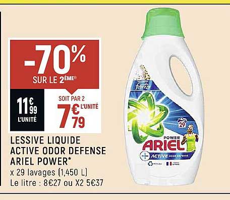 lessive liquide active odor defense ariel power