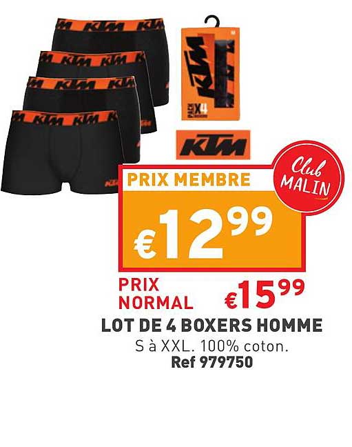 lot de 4 boxers homme ktm