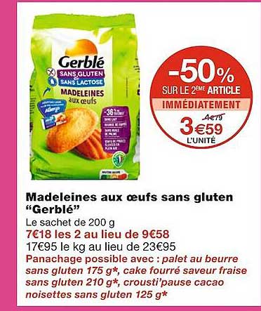 Madeleines Aux Oeufs Sans Gluten "gerblé"