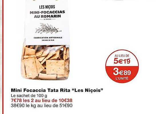 mini focaccia tata rita "les niçois"