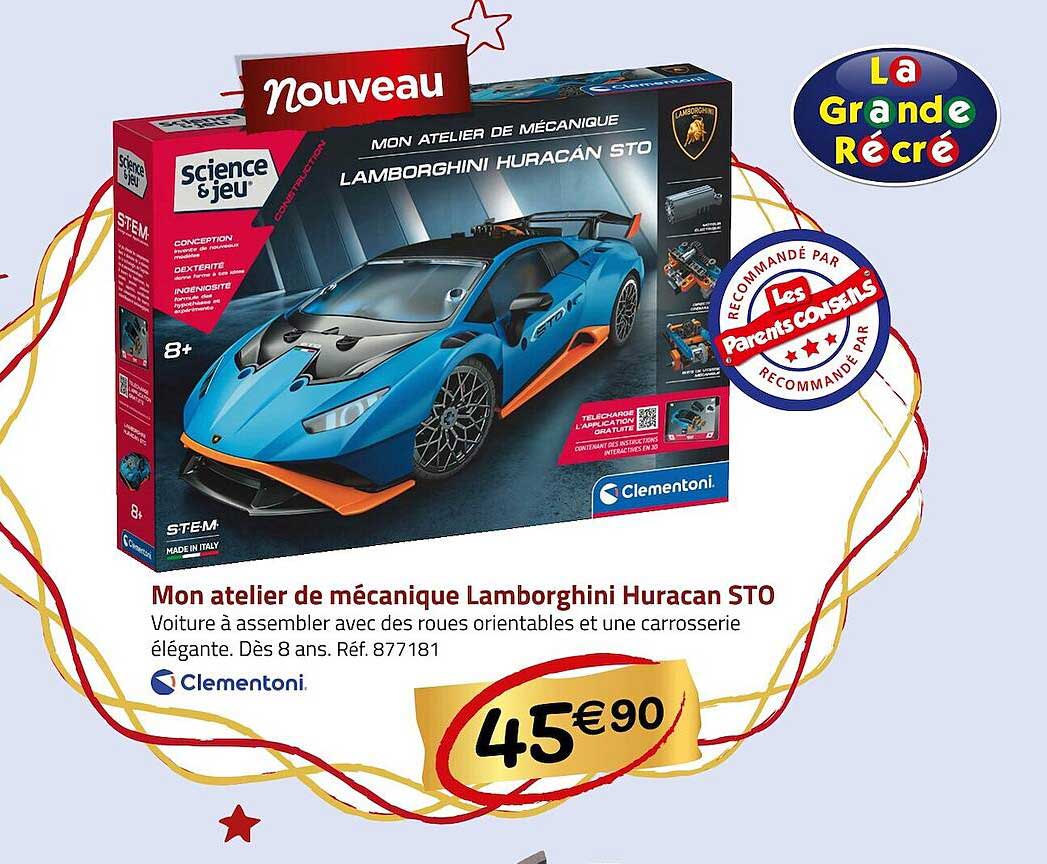 mon atelier de mécanique lamborghini huracan sto clementoni