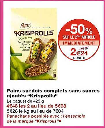 pains suédois complets sans sucres ajoutés "krisproll"