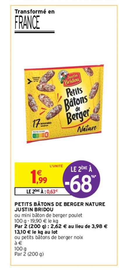 petits bâtons de berger nature justin bridou