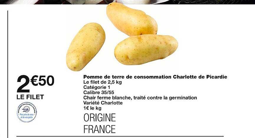 pomme de terre de consommation charlotte de picardie