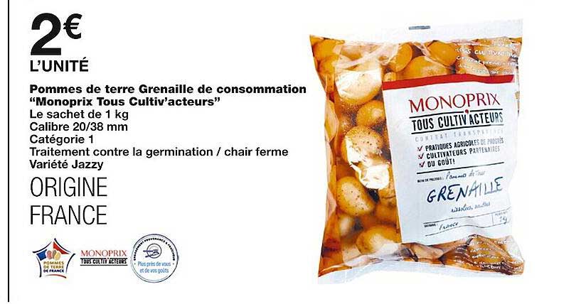 pommes de terre grenaille de consommation "monoprix tous cultiv'acteurs"
