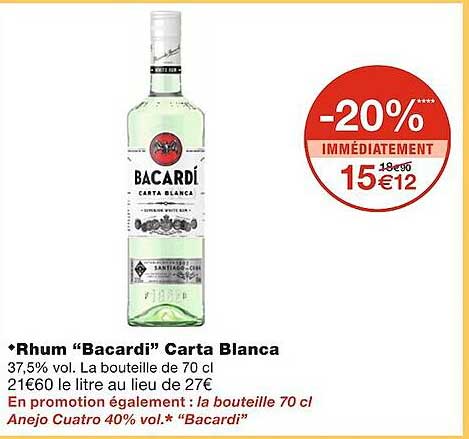 rhum "bacardi" carta blanca