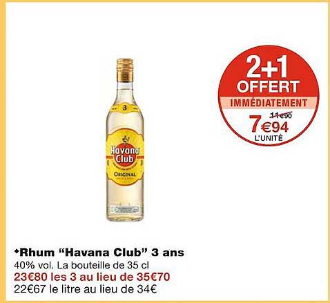 rhum "havana club" 3 ans