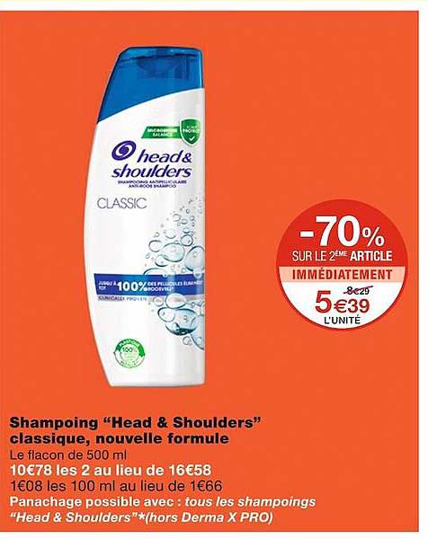 shampoing "head & shoulders" classique, nouvelle formule