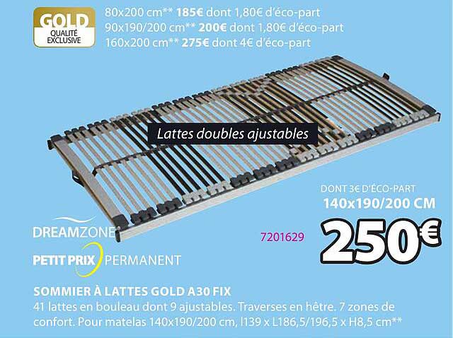 sommier à lattes gold a30 fix dreamzone