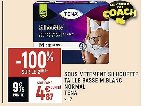 sous-vêtement silhouette taille basse m blanc normal tena