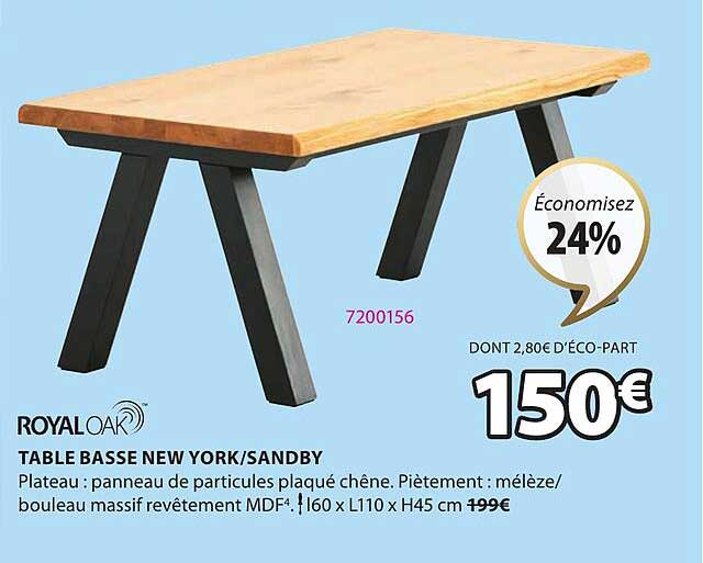 table basse new york - sandby royal oak
