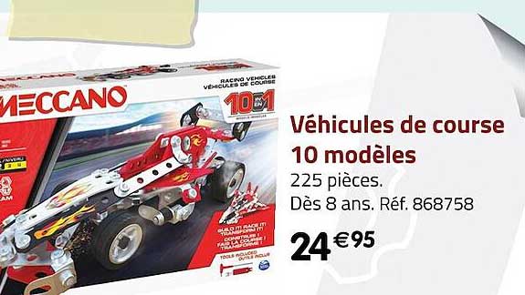 véhicules de course 10 modèles meccano